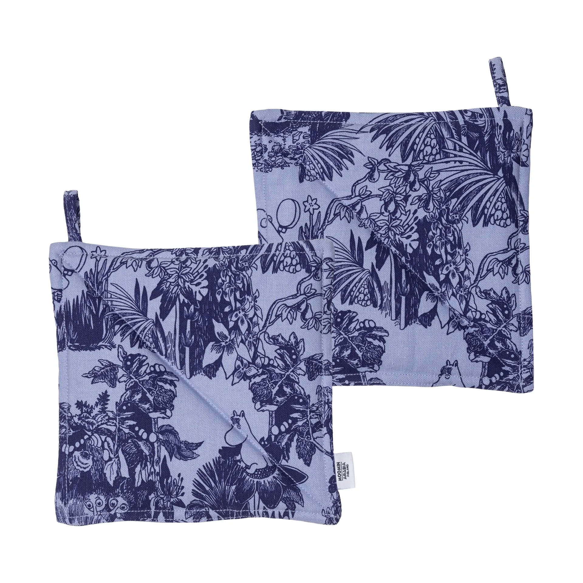 Maniques Forêt mystérieuse Moomin, Bleu, 22x22 cm, lot de 2 Moomin Arabia