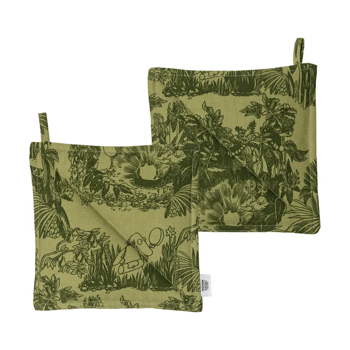 Maniques Forêt mystérieuse Moomin - Vert, 22x22 cm, lot de 2 - Moomin Arabia