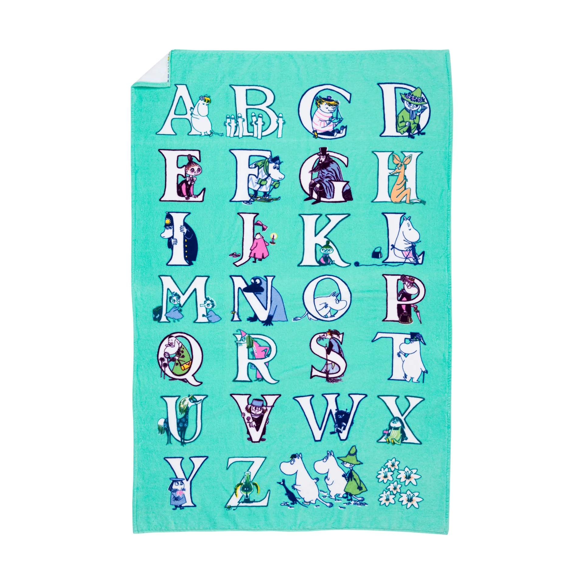 Serviette de bain Alfabet Moomin, 85x150 cm Moomin Arabia