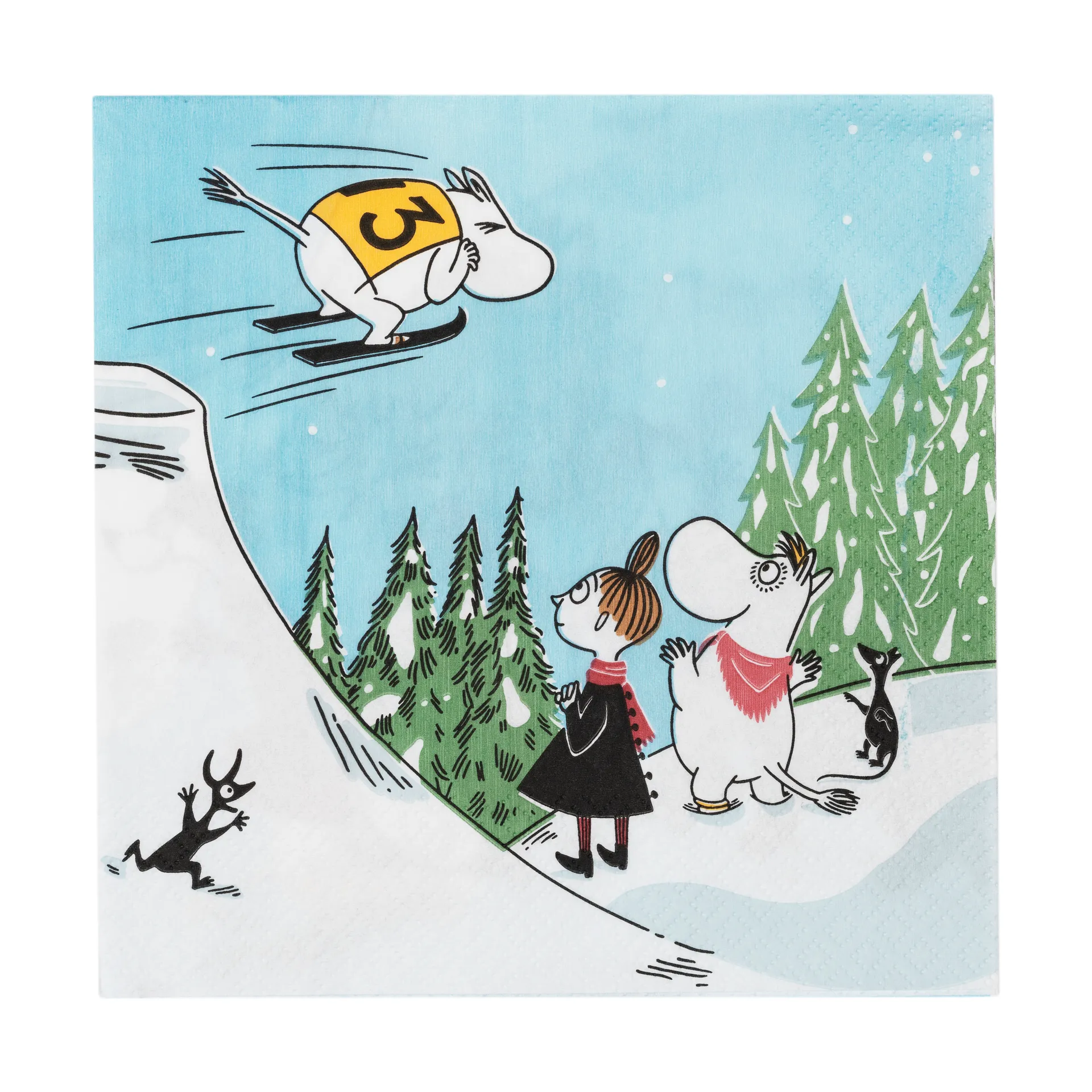 Serviettes Moomin 33x33 cm, Ski jumping Moomin Arabia