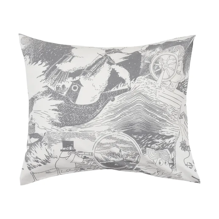 Taie d'oreiller Moomin 50x60 cm - Segling, gris - Moomin Arabia
