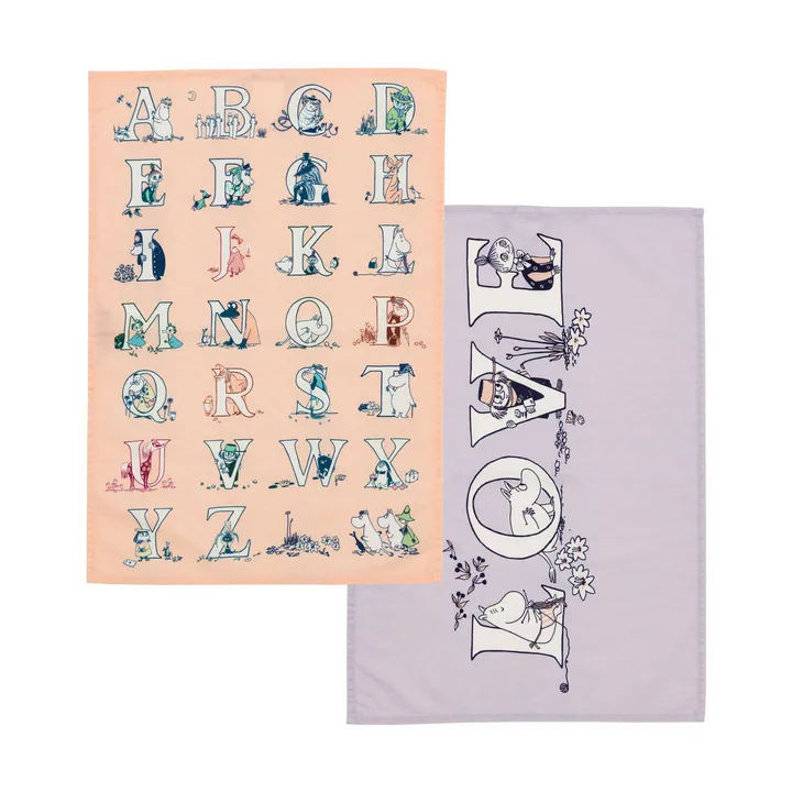 Torchon Mumin 50x70 cm lot de 2 - Alphabet - Moomin Arabia