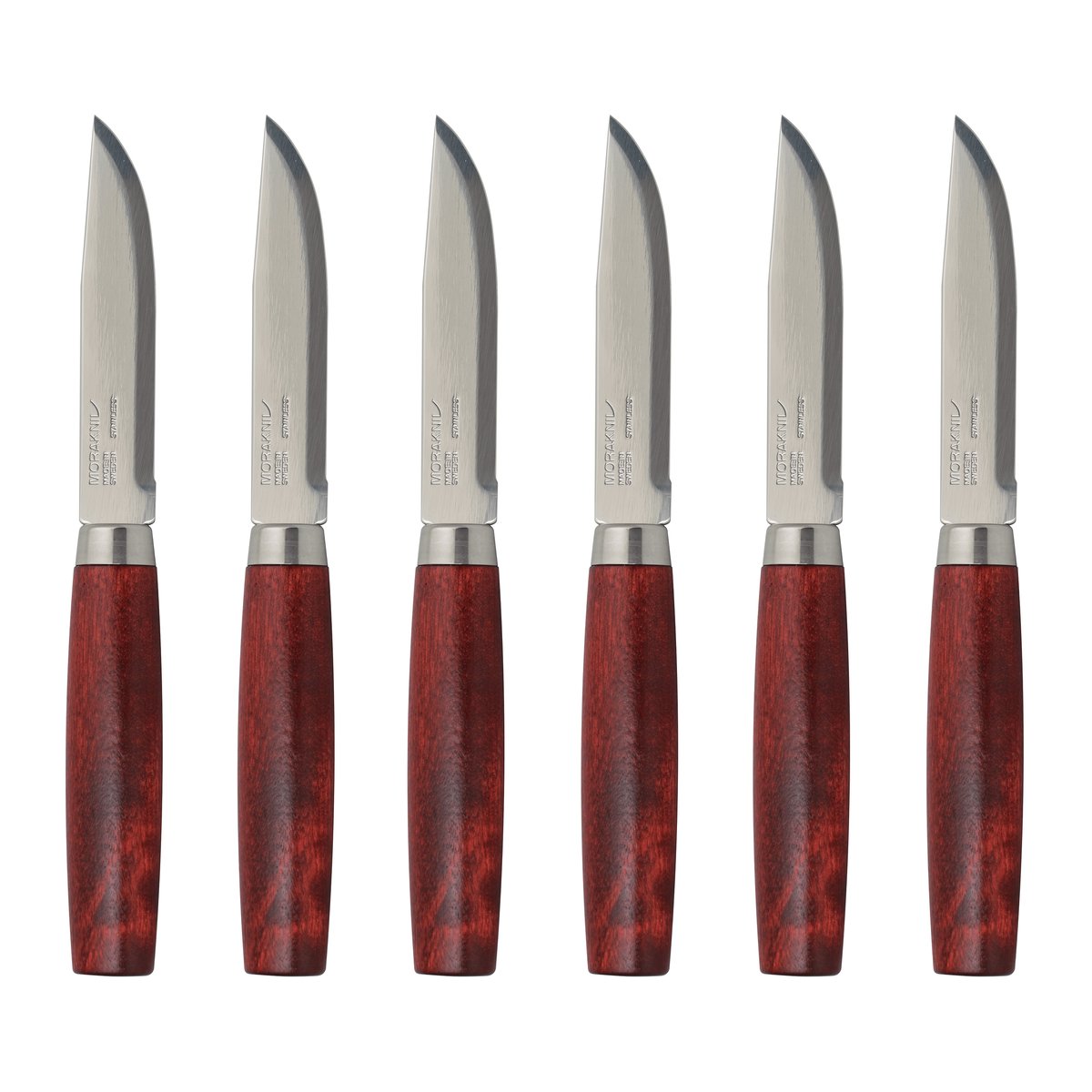 Morakniv Classic stekkniv Lot de 6 Rouge | Design Scandinave | Couteaux à steak | Rouge
