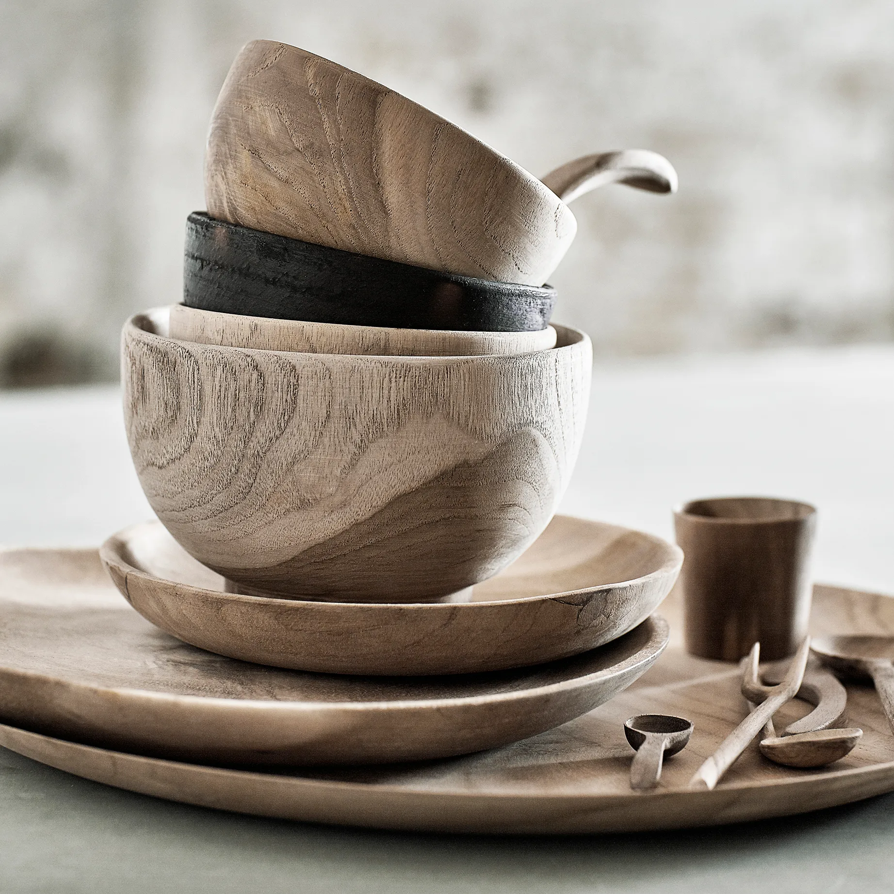 Assiette Muubs teak 18cm, Nature MUUBS