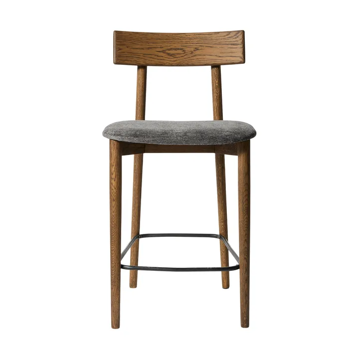 Tabouret de bar Tetra - Tissu couleur granite-chêne foncé huilé - MUUBS