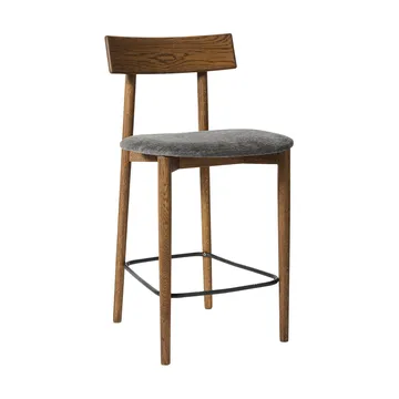 Tabouret de bar Tetra - Tissu couleur granite-chêne foncé huilé - MUUBS