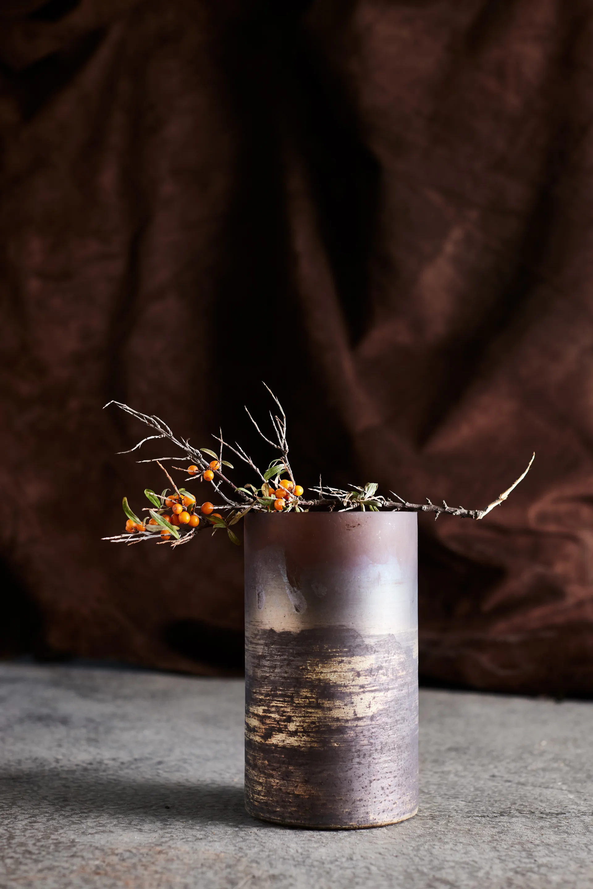 Vase Lana Ø14x25 cm, Brown-gold MUUBS