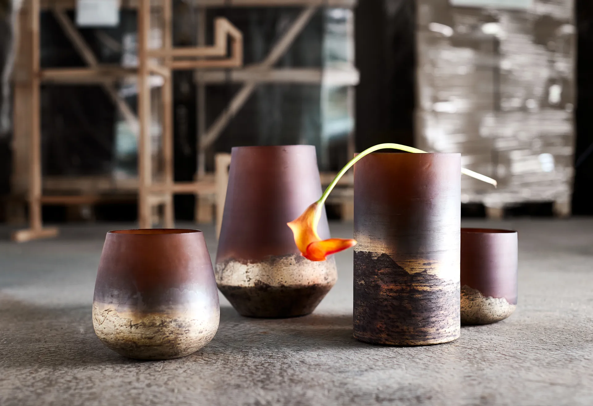 Vase Lana Ø14x25 cm, Brown-gold MUUBS