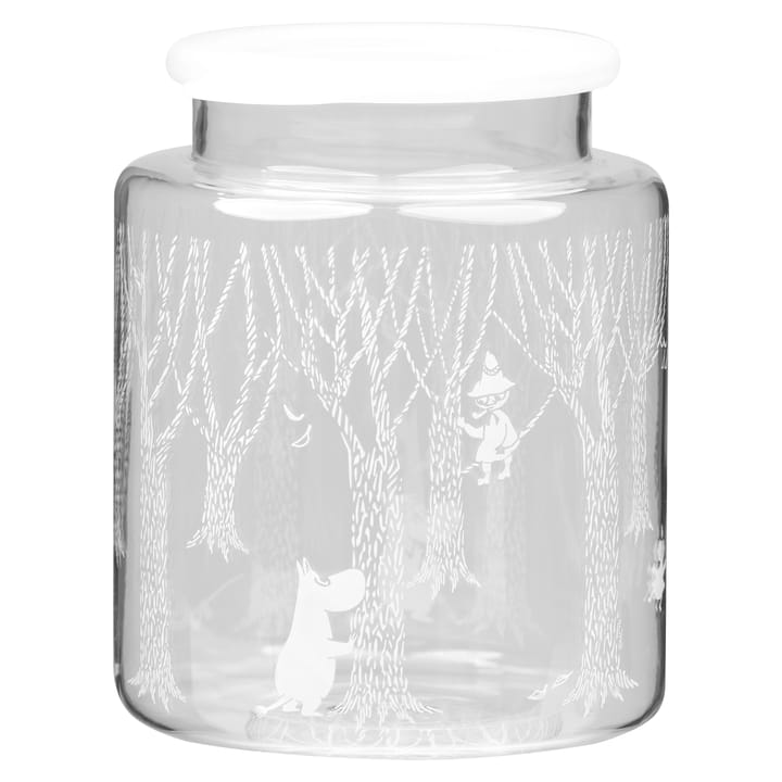 Bocal en verre avec couvercle en silicone In the Woods 17 cm - Transparent-blanc - Muurla