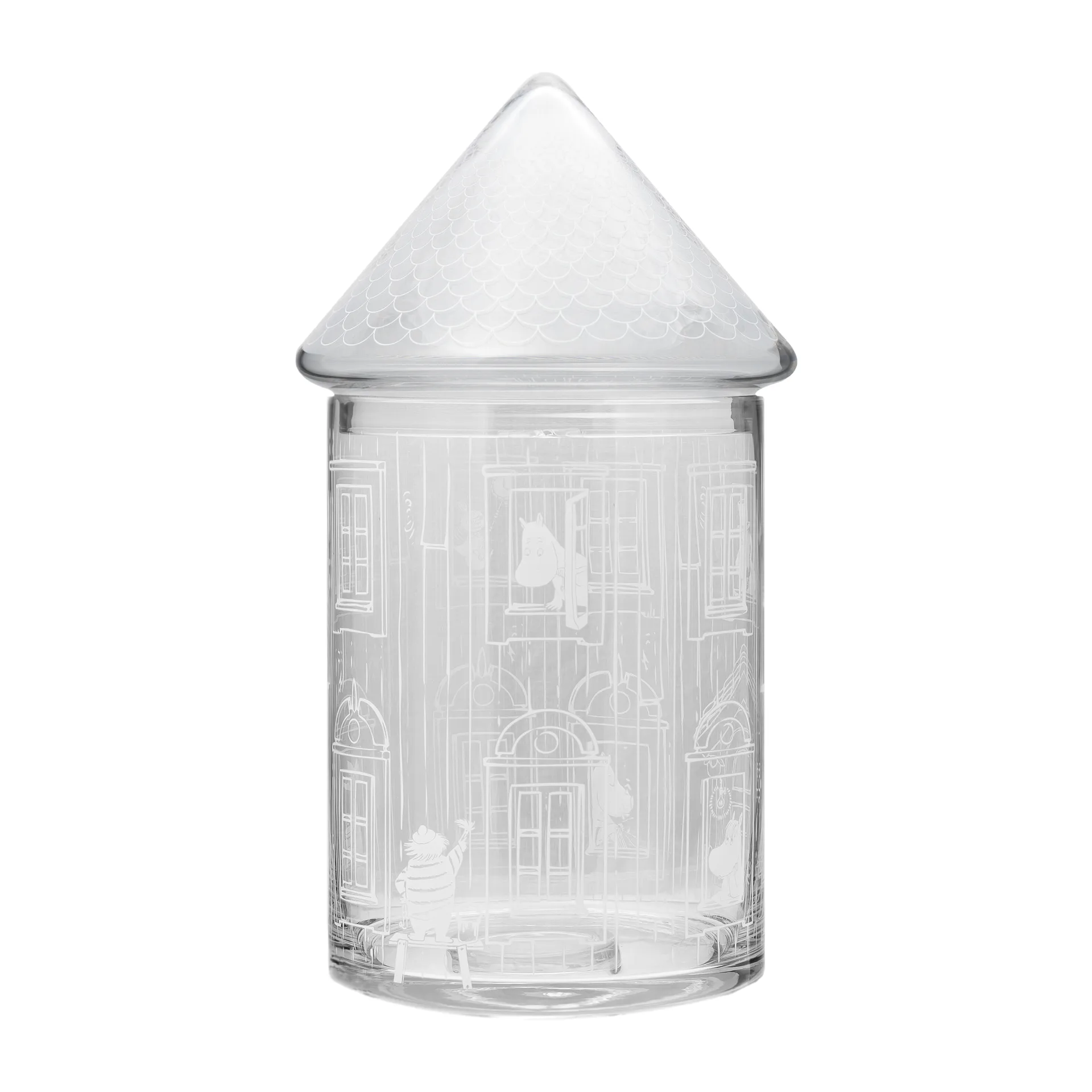 Bocal en verre avec couvercle Moominhouse 30,5 cm, Transparent Muurla