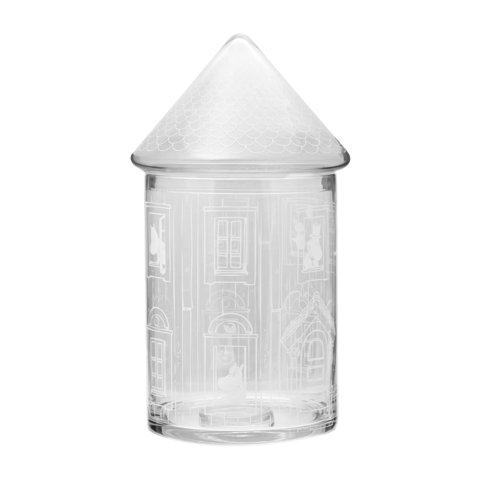 Bocal en verre avec couvercle Moominhouse 30,5 cm, Transparent Muurla
