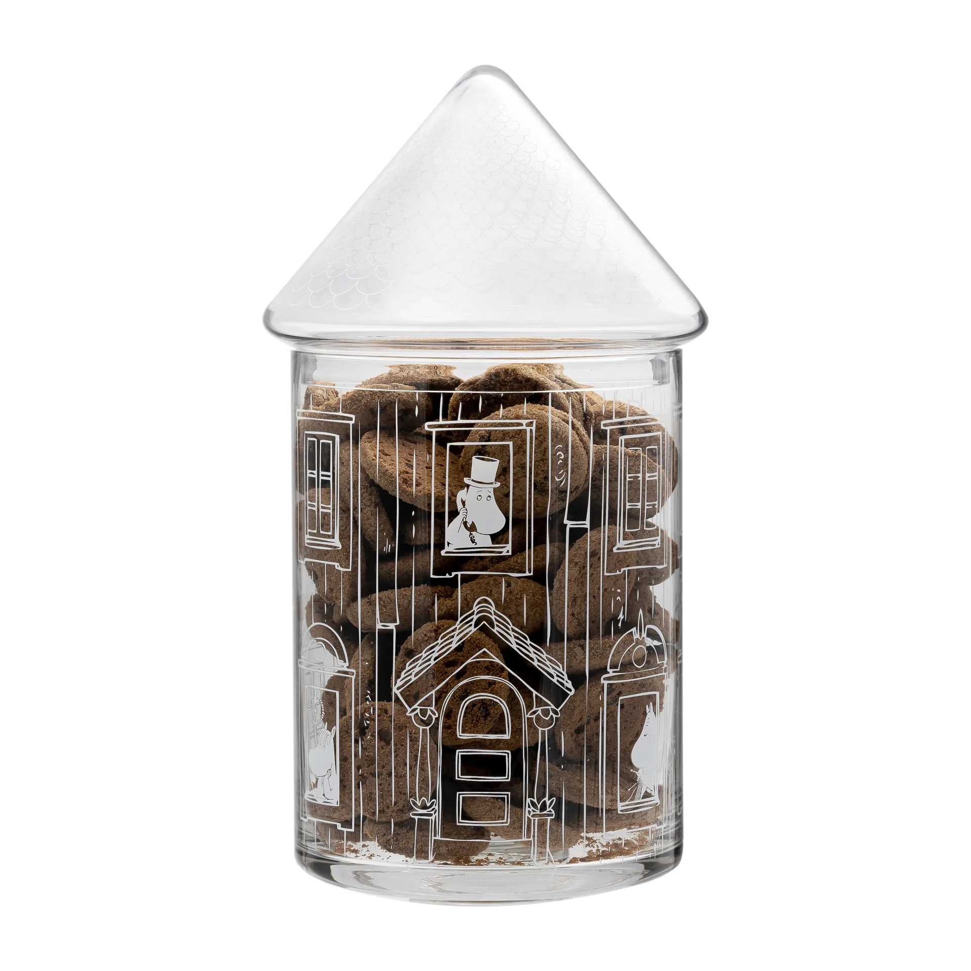 Bocal en verre avec couvercle Moominhouse 30,5 cm, Transparent Muurla