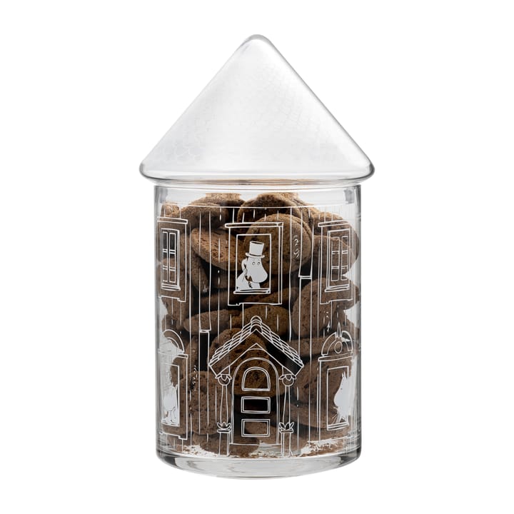 Bocal en verre avec couvercle Moominhouse 30,5 cm - Transparent - Muurla