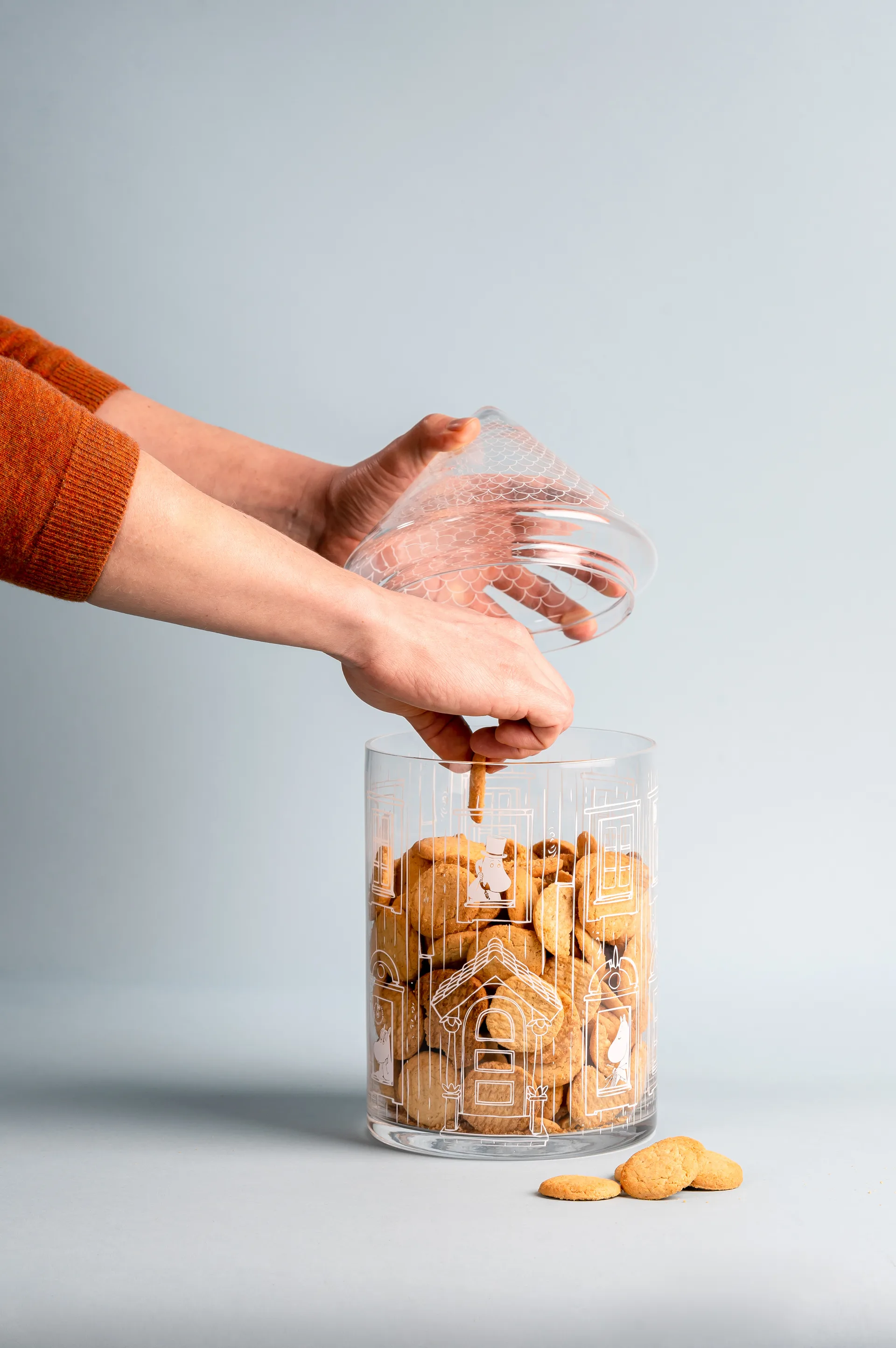 Bocal en verre avec couvercle Moominhouse 30,5 cm, Transparent Muurla