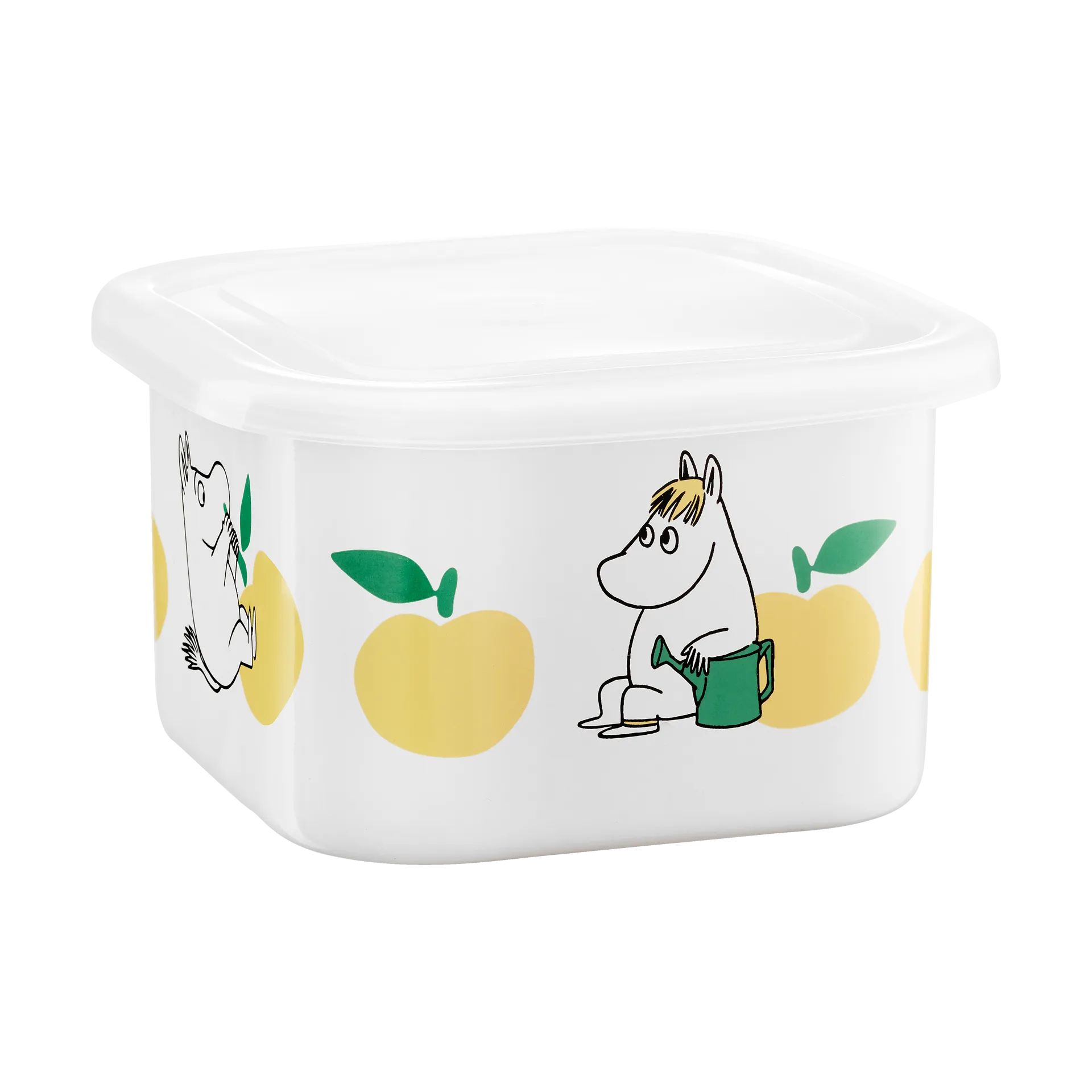 Boîte émaillée Moomin avec couvercle 0,67 L, Joyfull Apples-jaune Muurla
