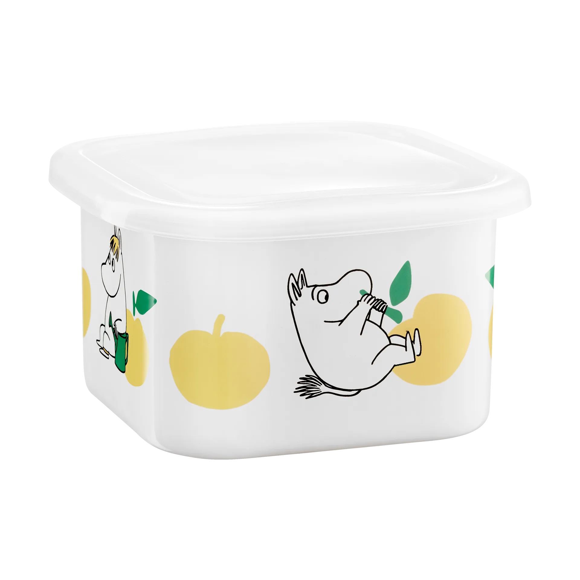 Boîte émaillée Moomin avec couvercle 0,67 L, Joyfull Apples-jaune Muurla