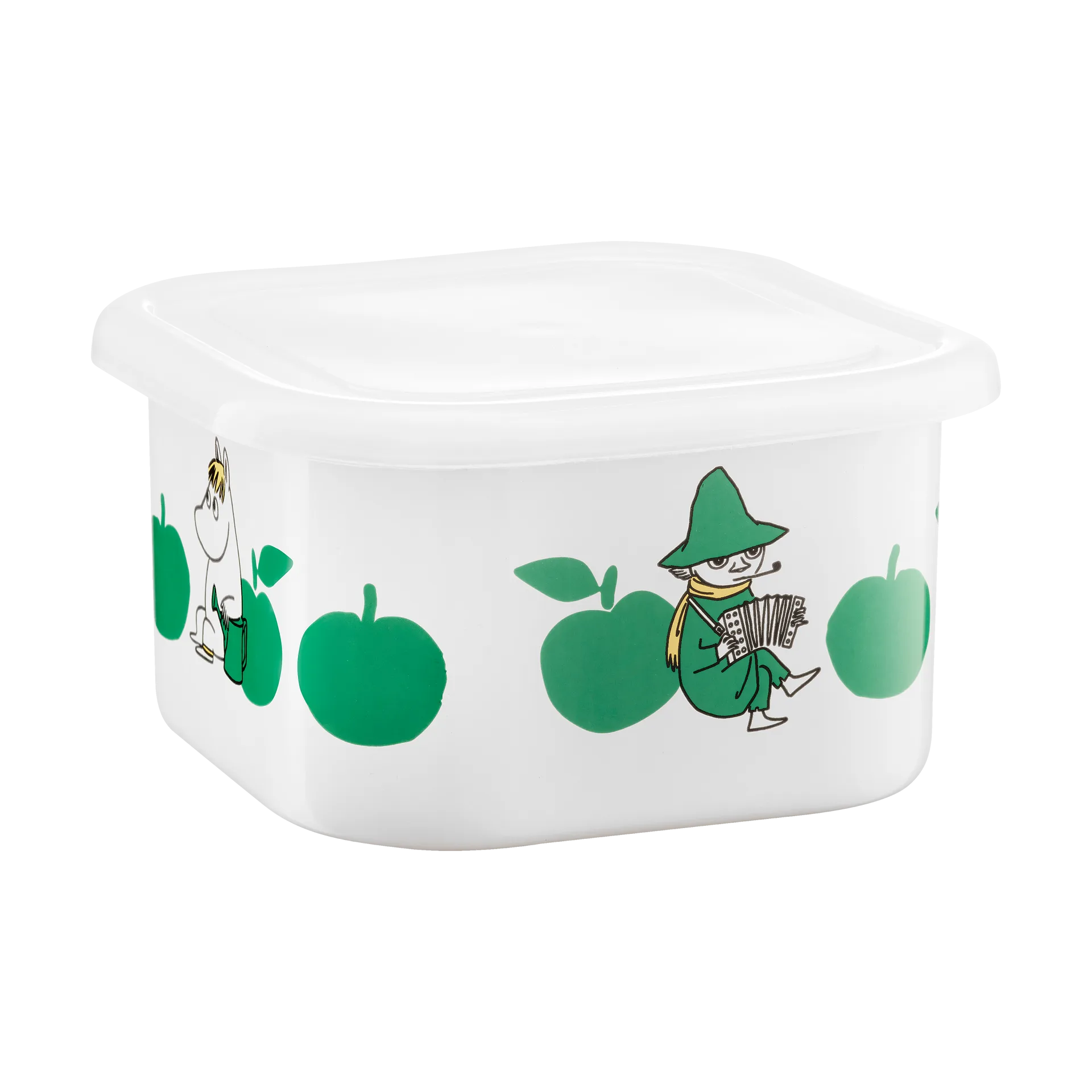 Boîte émaillée Moomin avec couvercle 1 L, Joyfull Apples-vert Muurla