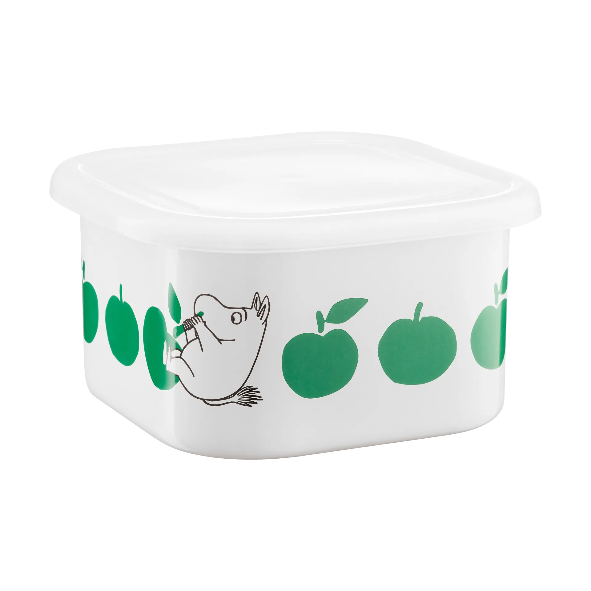 Boîte émaillée Moomin avec couvercle 1 L, Joyfull Apples-vert Muurla