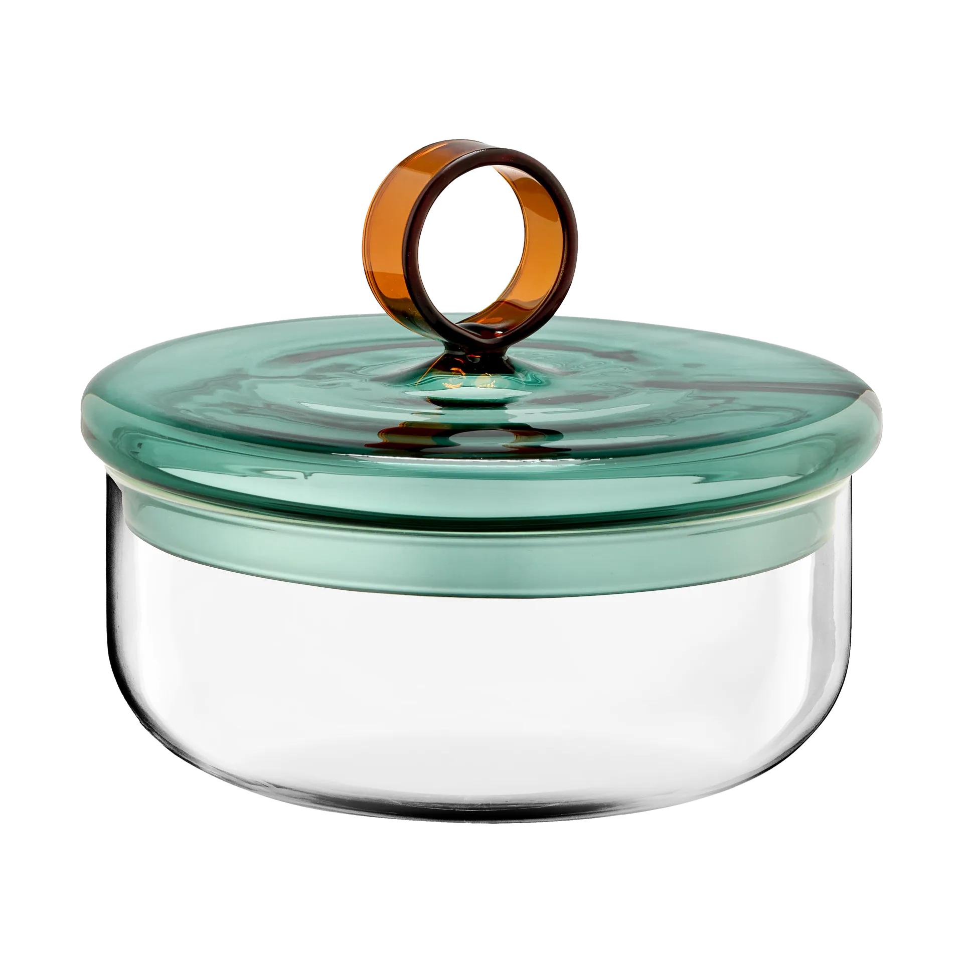 Bol bas Loop avec couvercle Ø15 cm, Klar-teal-amber Muurla