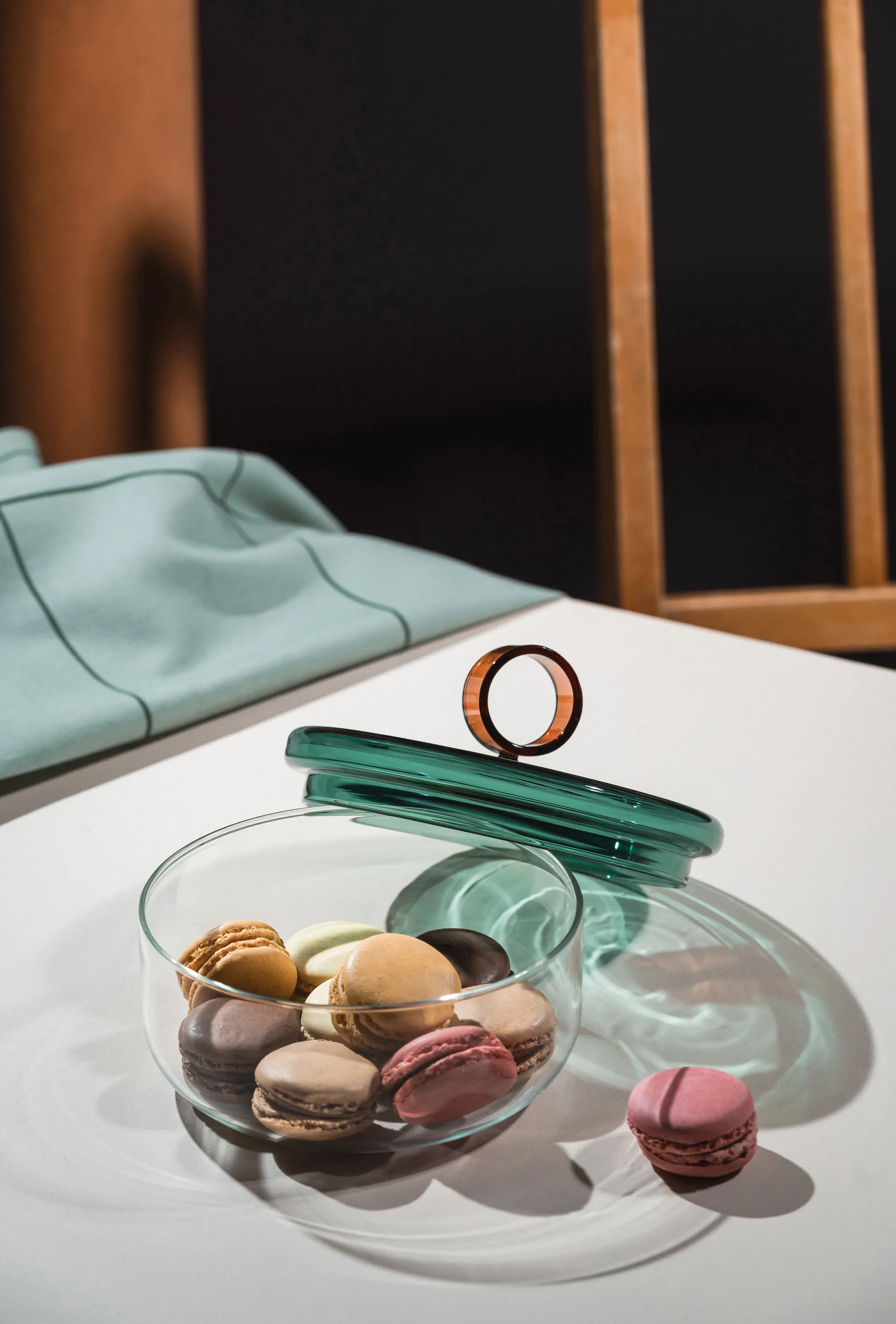 Bol bas Loop avec couvercle Ø15 cm, Klar-teal-amber Muurla