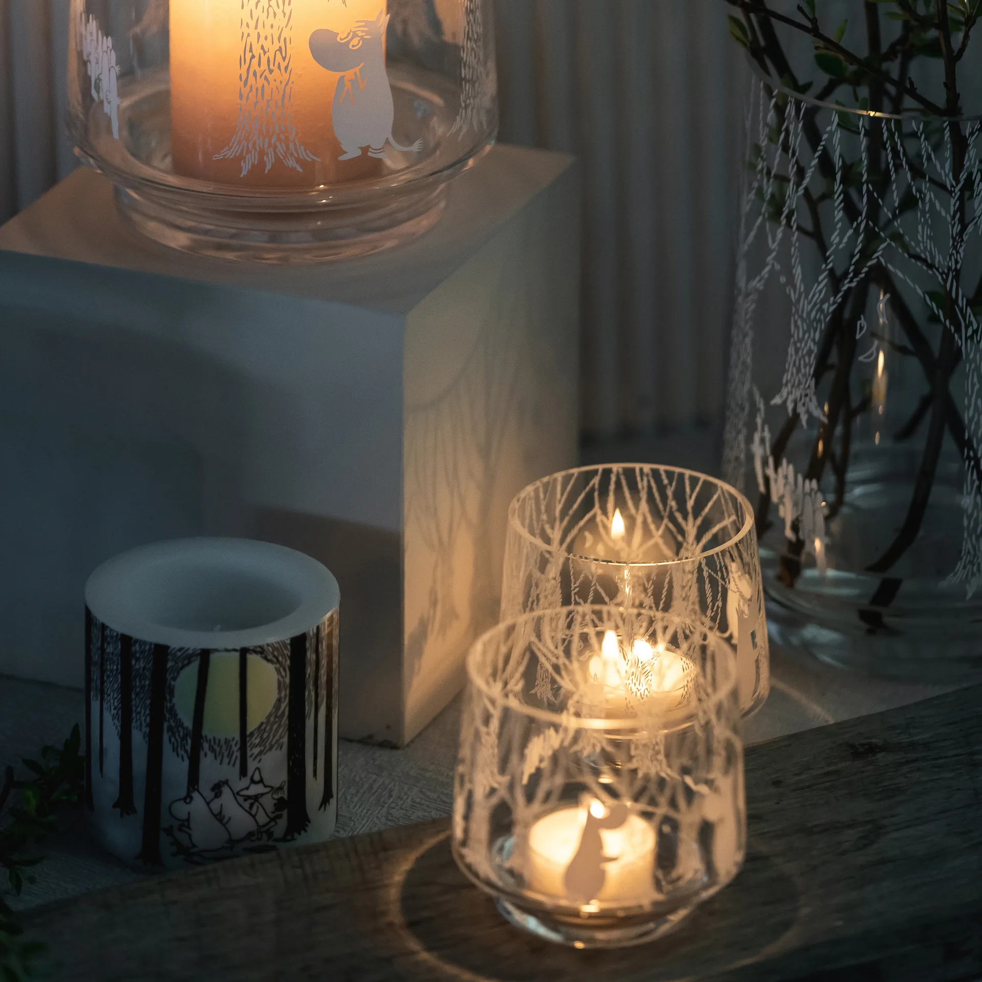 Bougeoir/bol In the Woods 8 cm, Transparent-blanc Muurla