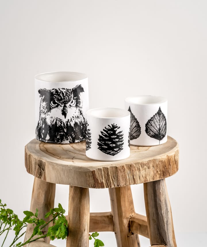 Bougie bloc Nordic The Birch Leaf 8 cm - Blanc-noir - Muurla