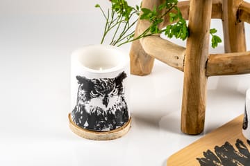 Bougie bloc Nordic The Eagle Owl 12 cm - Blanc-noir - Muurla
