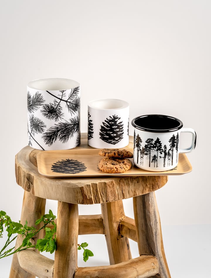 Bougie bloc Nordic The Pine 12 cm - Blanc-noir - Muurla