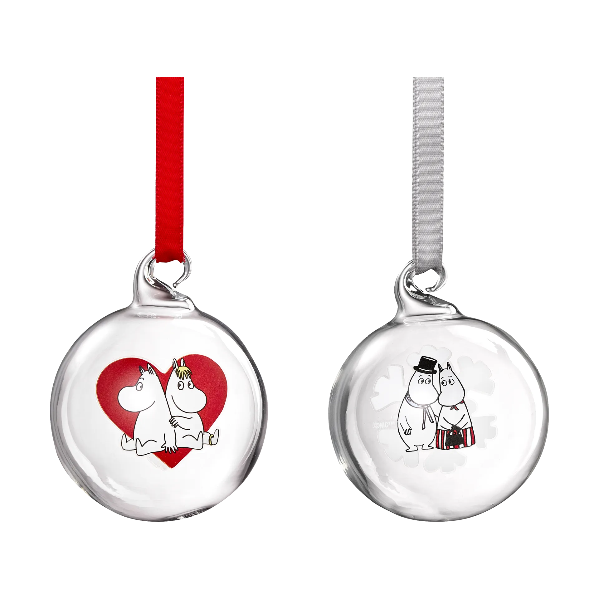 Boule de Noël Mumin Ø5 cm, 2 pièces, Heart-snowflake Muurla