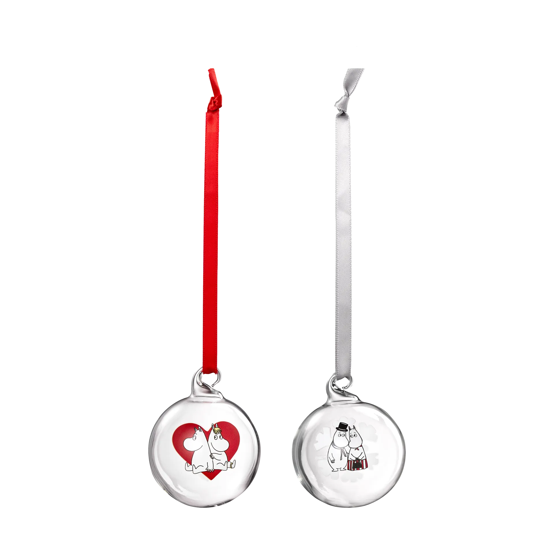 Boule de Noël Mumin Ø5 cm, 2 pièces, Heart-snowflake Muurla