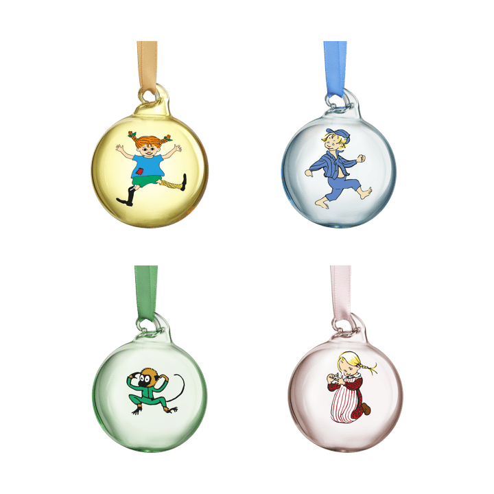 Boules décoratives Pippi et Emil Ø5 cm, lot de 4 - Multi - Muurla