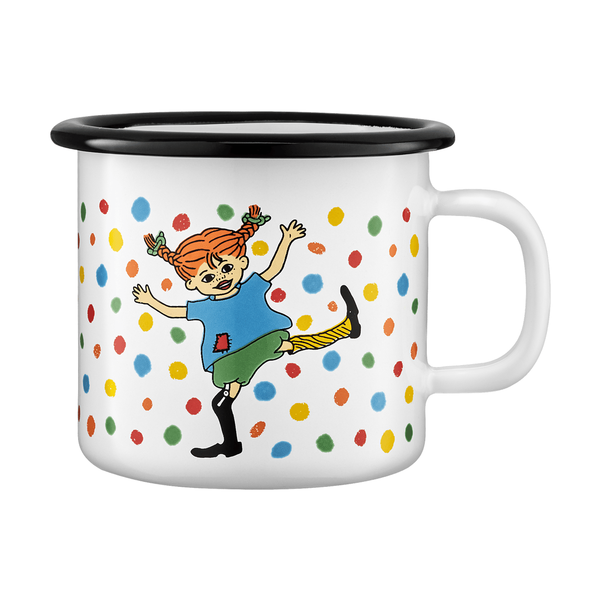Muurla Mug en émail Pippi 2,5 dl Hoppsansa | Design Scandinave | Tasses à café | Blanc
