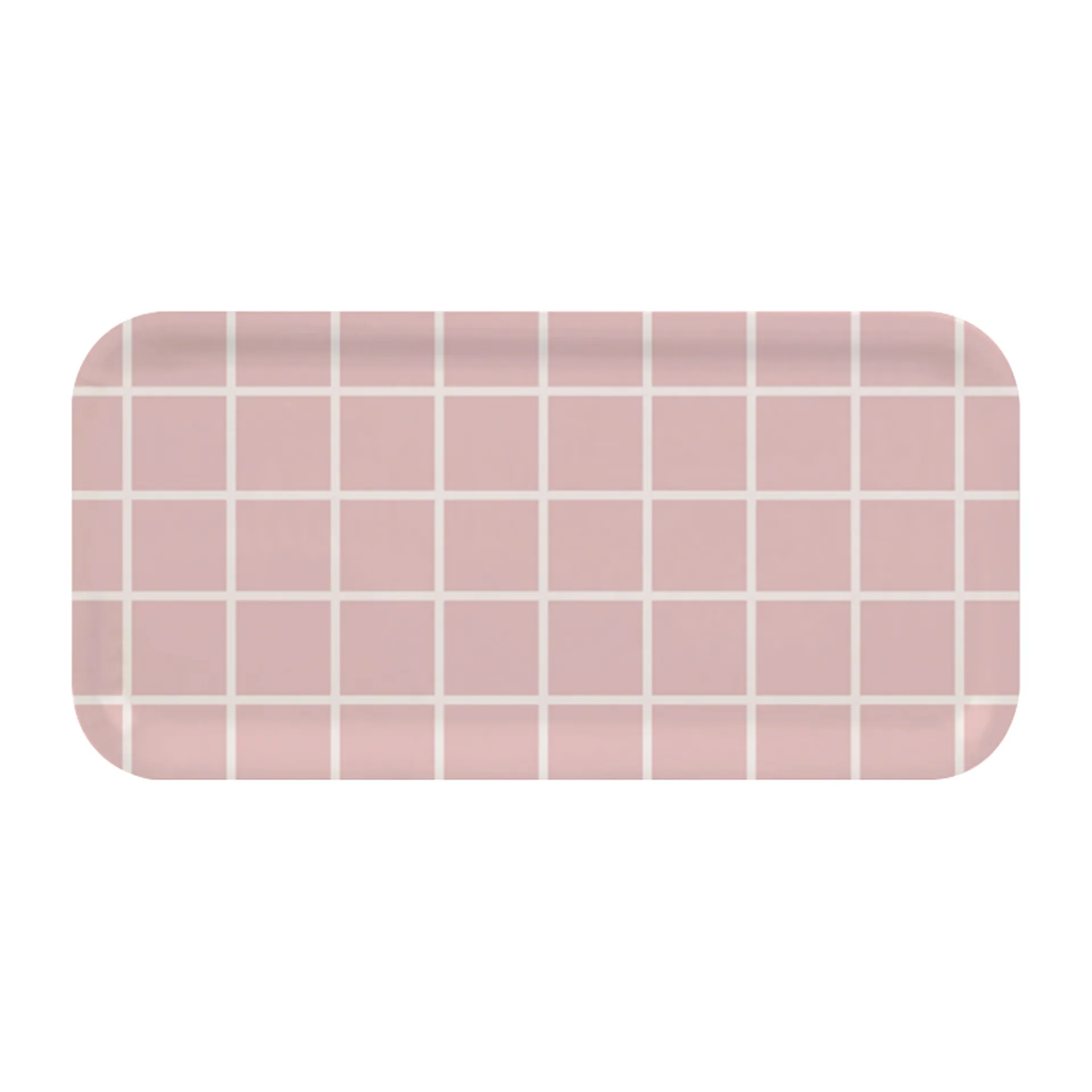 Plateau Checks & Stripes 13x27 cm, Rose-blanc Muurla