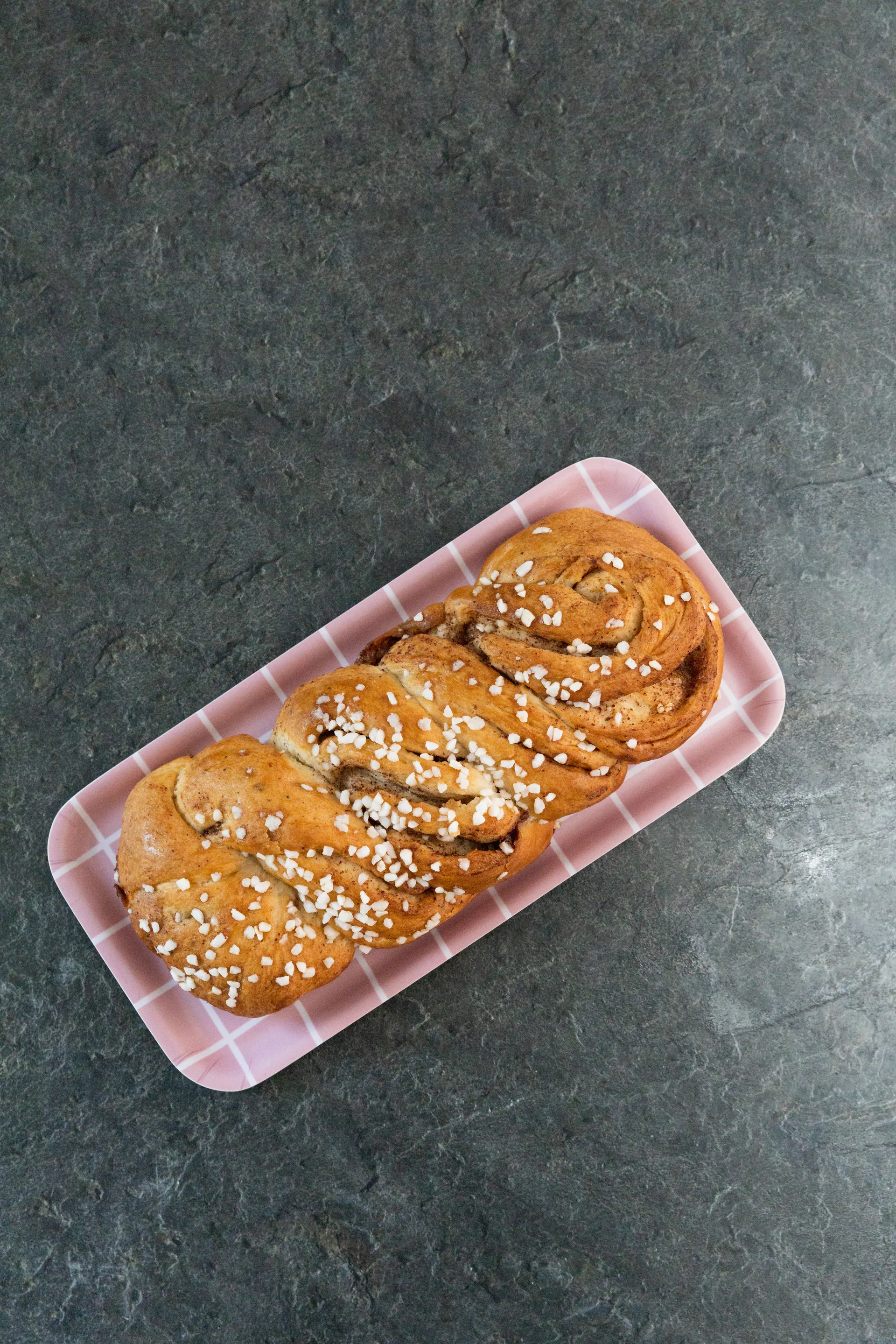 Plateau Checks & Stripes 13x27 cm, Rose-blanc Muurla