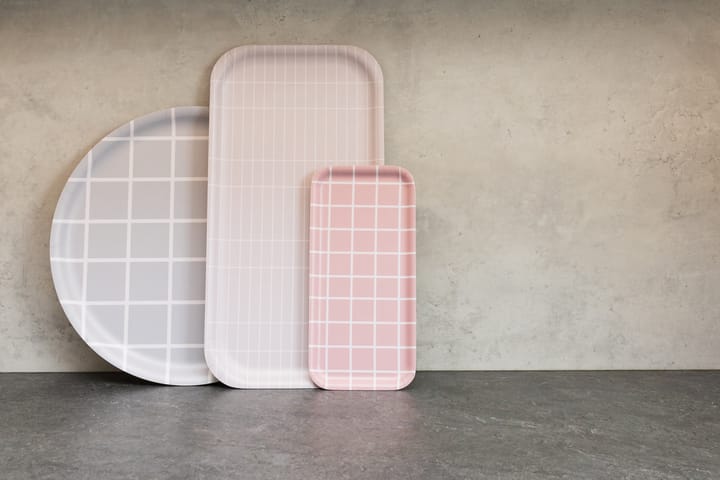 Plateau Checks & Stripes 13x27 cm - Rose-blanc - Muurla