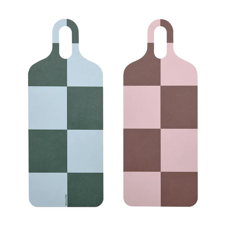 Plateau Checks & Stripes 13x33 cm - Brown-pink-green - Muurla