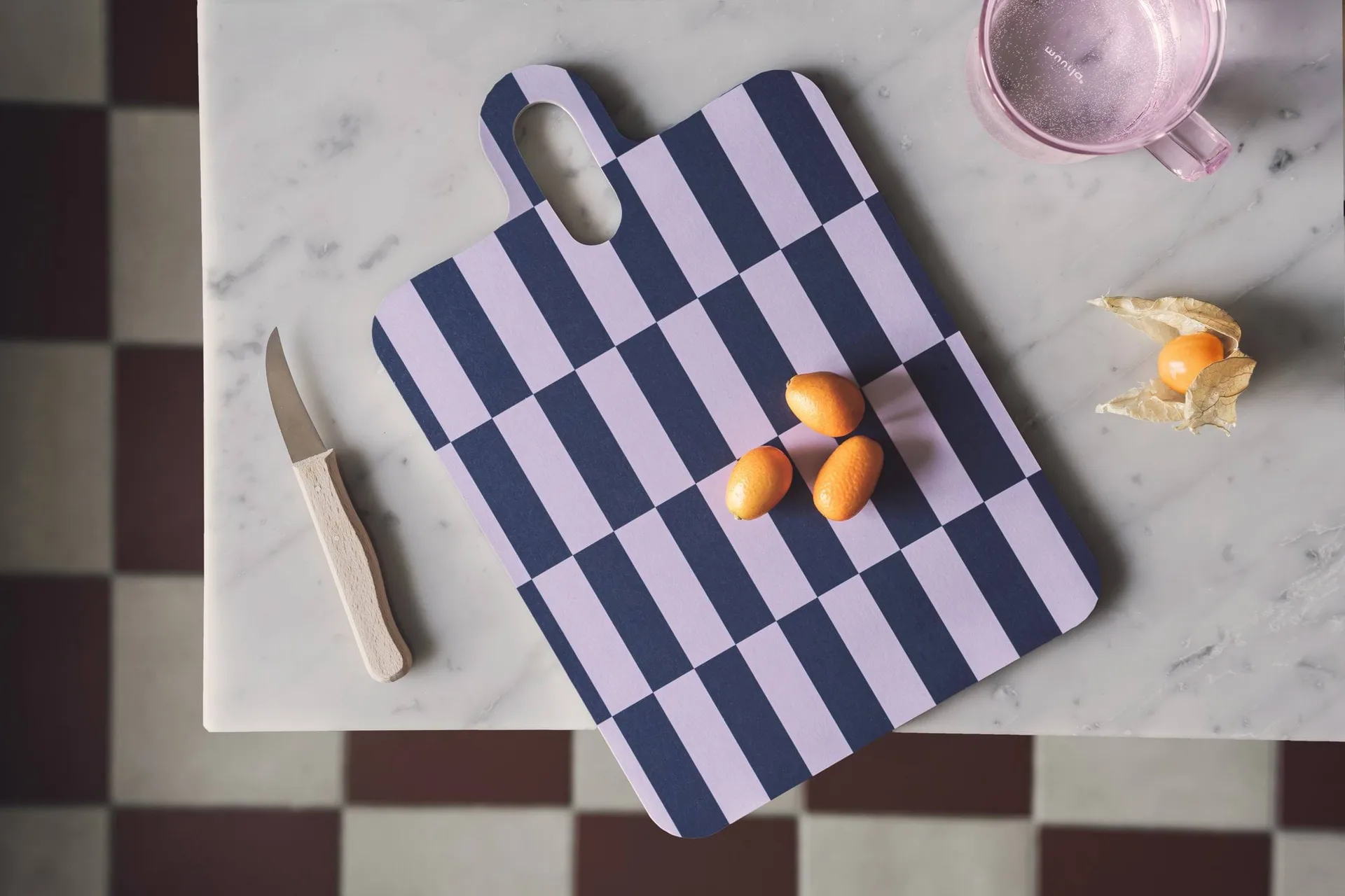 Plateau Checks & Stripes 21x31 cm, Lilac-blue-green Muurla