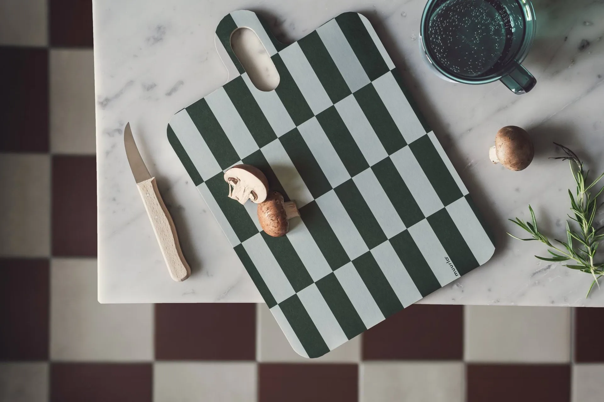Plateau Checks & Stripes 21x31 cm, Lilac-blue-green Muurla