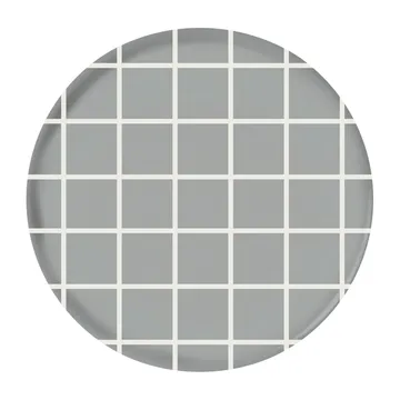 Plateau Checks & Stripes Ø35 cm - Gris-blanc - Muurla