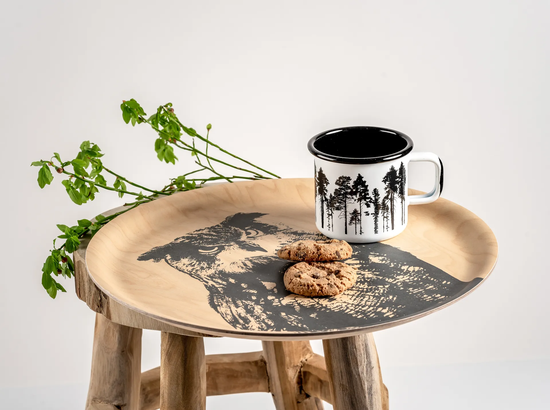 Plateau Nordic The Eagle Owl Ø35 cm, Nature-noir Muurla