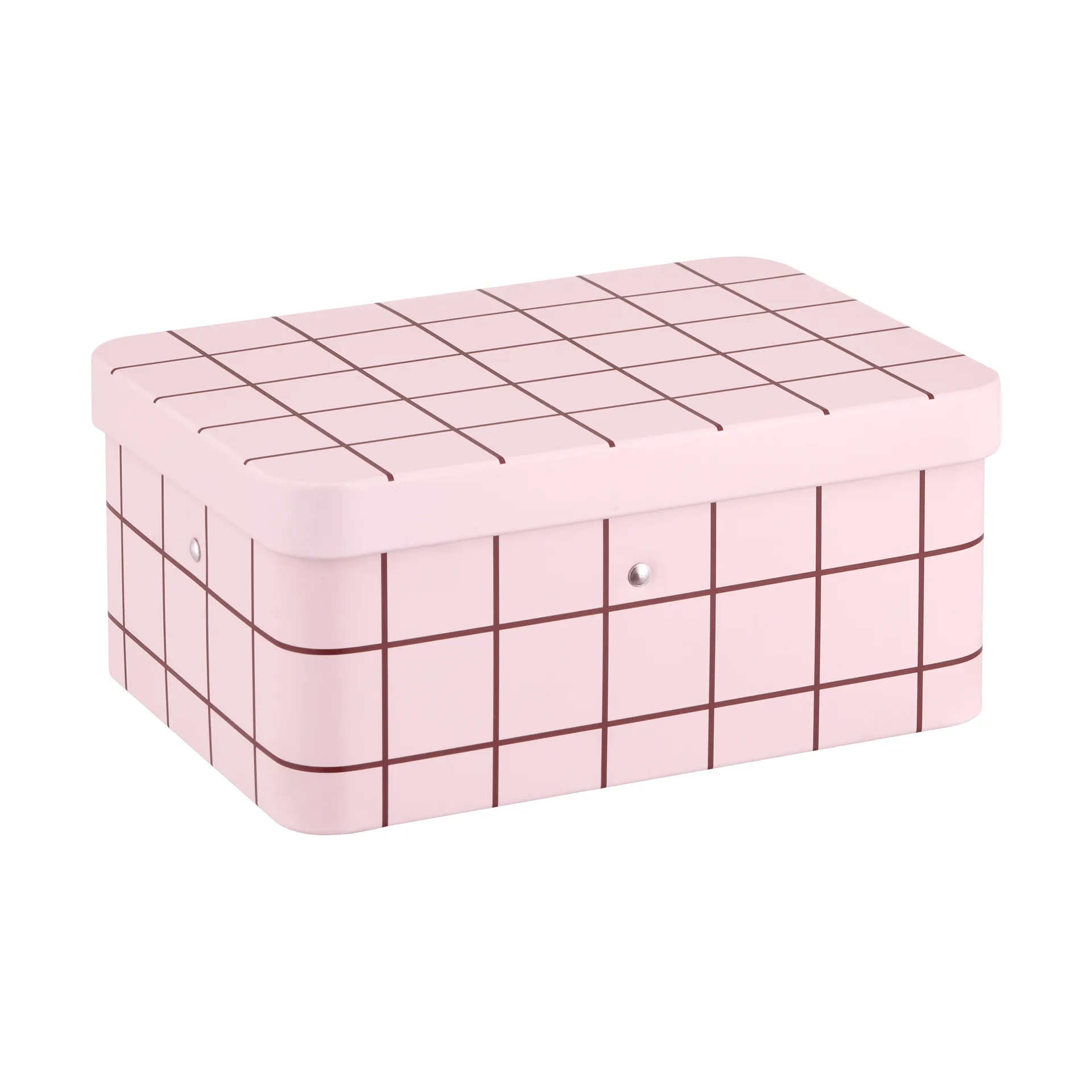 Pot à thé en métal Checks & Stripes, Pink-brown, 17,5x13x7,5 cm Muurla