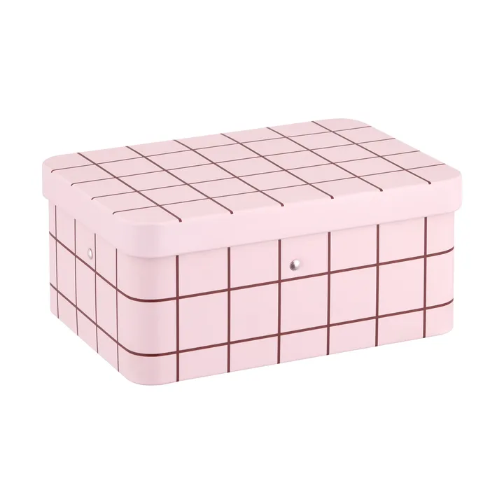 Pot à thé en métal Checks & Stripes - Pink-brown, 17,5x13x7,5 cm - Muurla