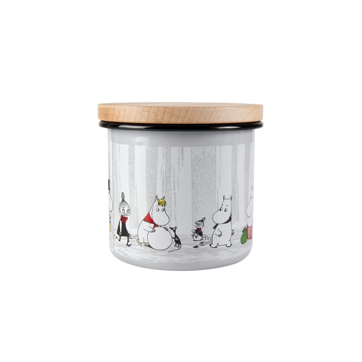 Pot émaillé Moomin avec couvercle en bois - Voyage hivernal - Muurla