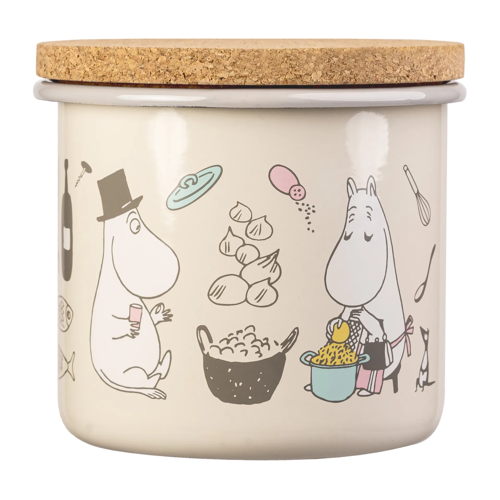 Pot en émail avec couvercle en liège Moomin 1,3 l, Bon Appétit Muurla
