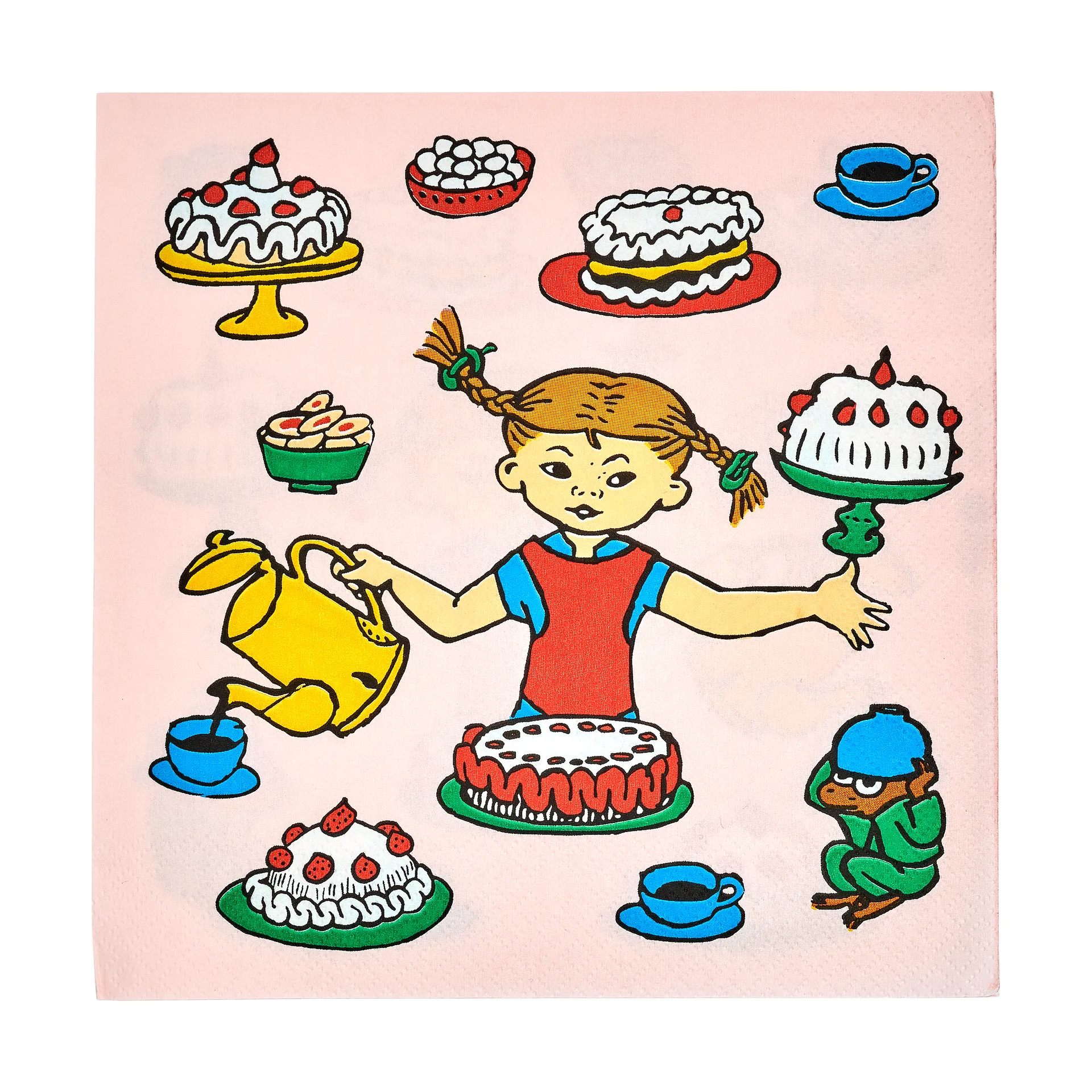 Serviettes Pippi 33x33 cm, lot de 20, Anniversaire Muurla