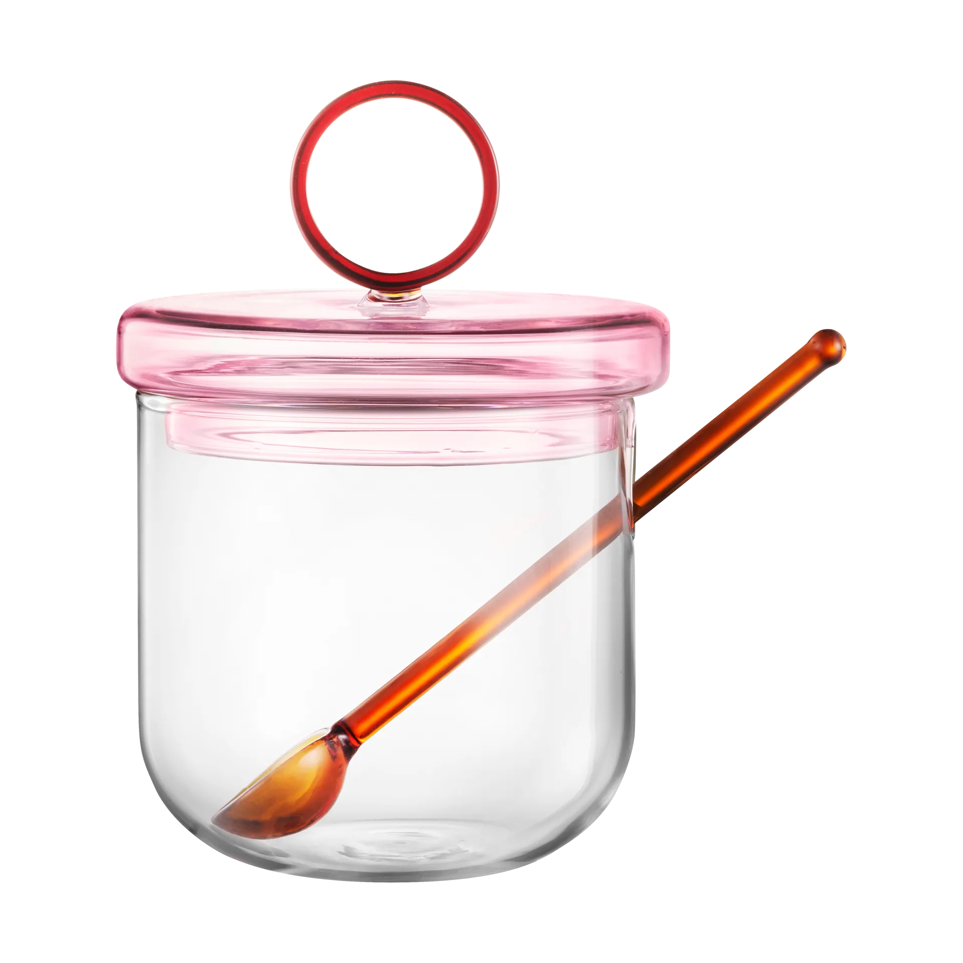 Sucrier Loop avec cuillère Ø14 cm, Klar-pink-amber Muurla