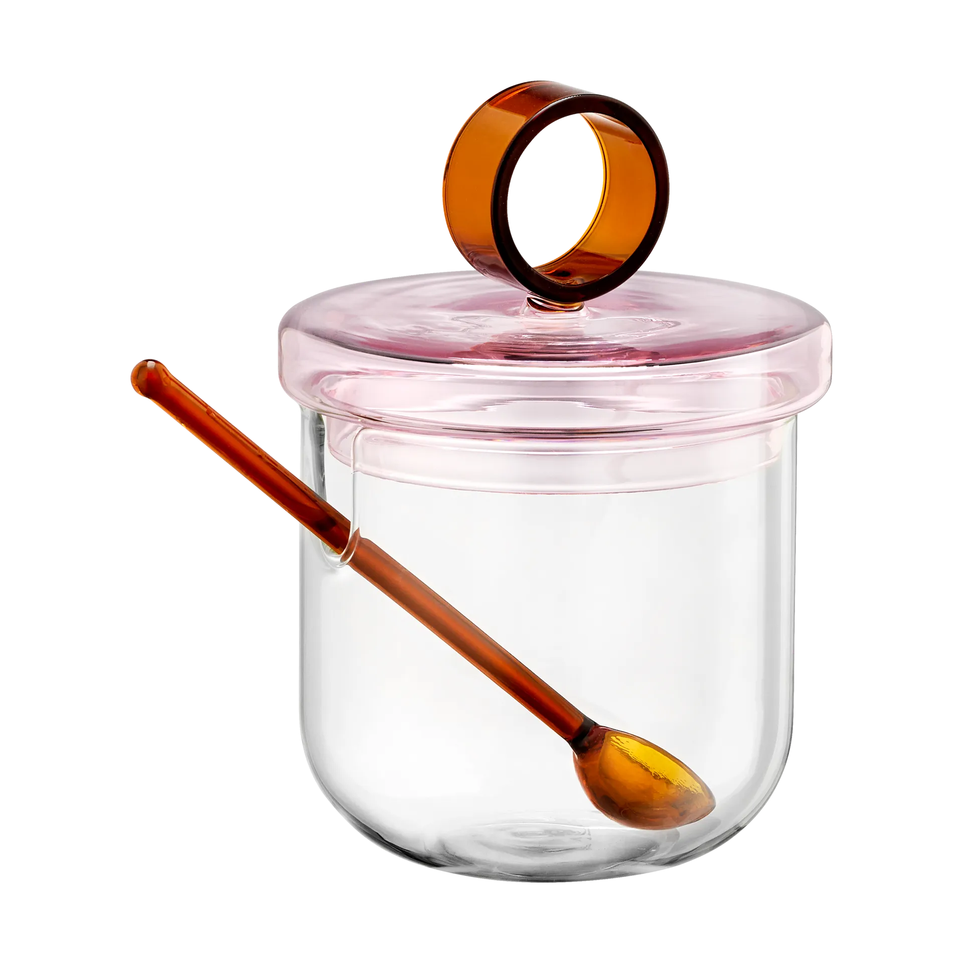 Sucrier Loop avec cuillère Ø14 cm, Klar-pink-amber Muurla
