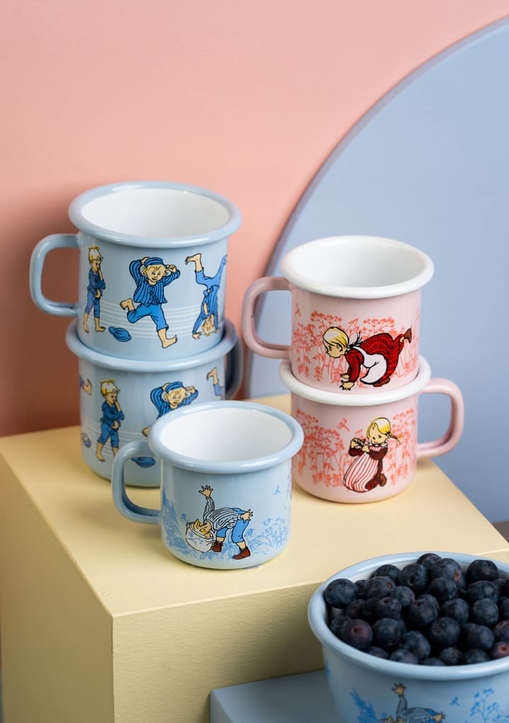 Lot de 2 Mug Tasse émaillée Bleu et Blanc