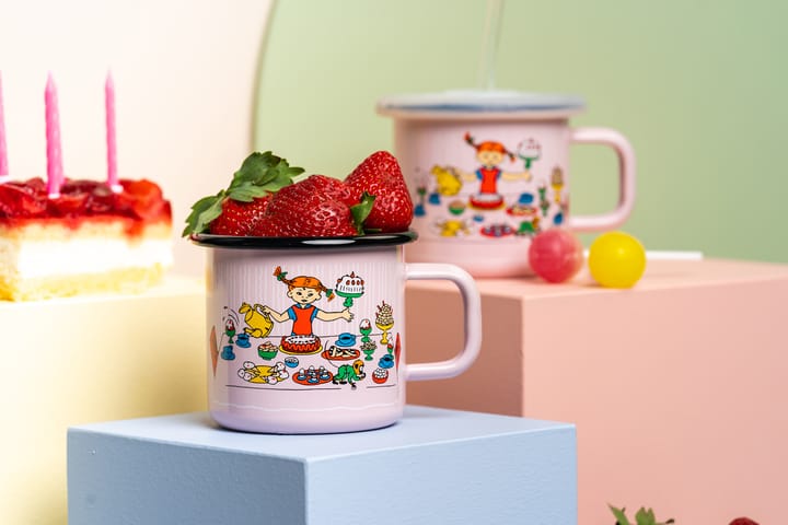 Tasse en émail Anniversaire de Fifi 3,7 dl - Rose - Muurla