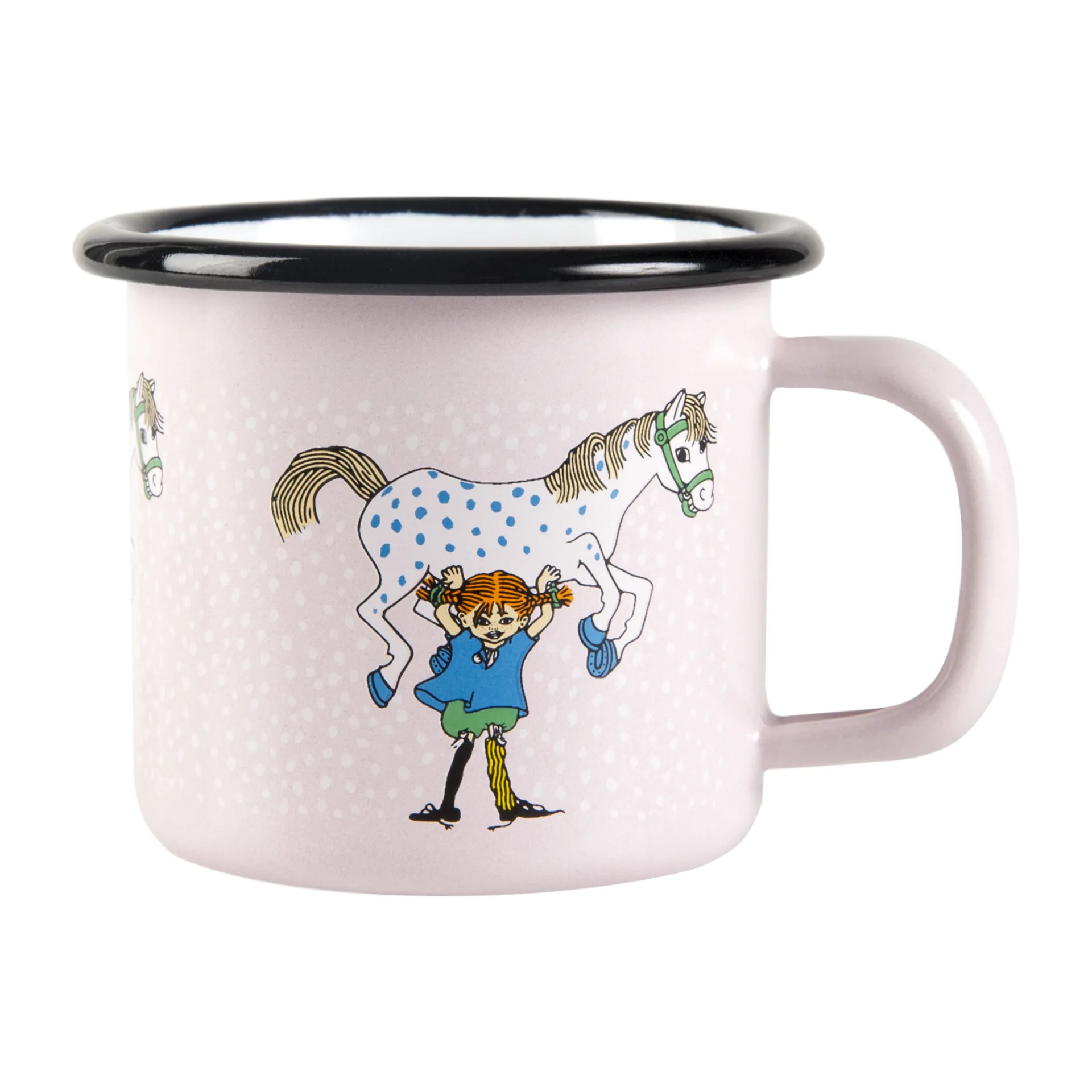 Tasse en émail Fifi et le cheval 1,5 dl, Rose clair Muurla